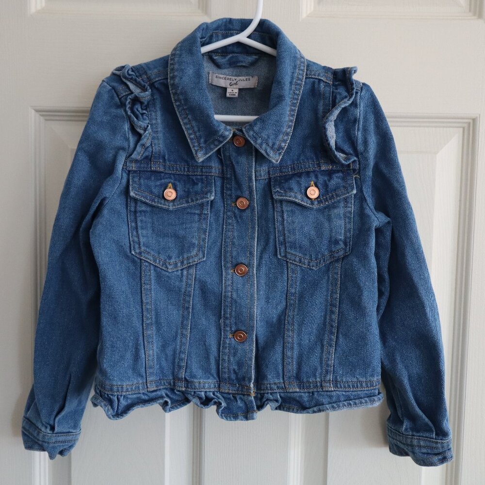 Sincerely Jules Ruffle Denim Jean Jacket - Picture 1 of 3